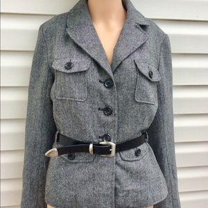 Super Cool 90.s/Y2k Belted Tweed Blazer/ Jacket